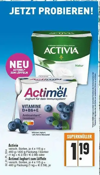 E-Center Activia Oder Actimel Joghurt Zum Löffeln Angebot