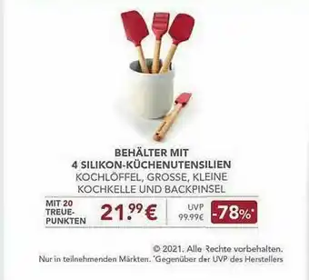 E-Center Behälter Mit 4 Silikon-küchenutensilien Angebot