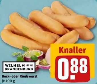 REWE Center Wilhelm Brandenburg Bock oder Rindswurst 100 g Angebot