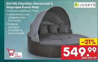 Netto Marken-Discount Juskus Polyrattan Sonneninsel u. Sitzgruppe Puerto Plata 2in1 Angebot