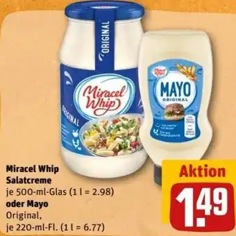 REWE Center Miracel Whip Salatcreme 500 ml Glas oder Mayo 220 ml Fl. Angebot