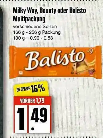 Edeka Milky Way, Bounty Oder Balisto Multipackung Angebot