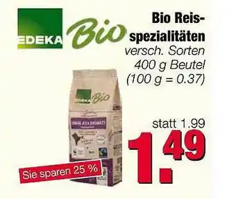 Edeka Scherer Bio Reis-spezialitäten Versch. Sorten Angebot