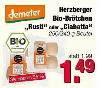 Edeka Scherer Demeter Herzberger Bio-brötchen „rusti” Oder „ciabatta” Angebot