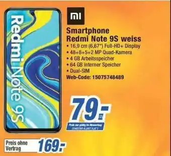 Expert Smartphone Redmi Note 9s Weiss Angebot