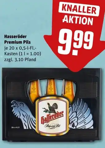 REWE Center Hasseröder Premium Pils 20 x 0,5 L-Fl. Kasten Angebot