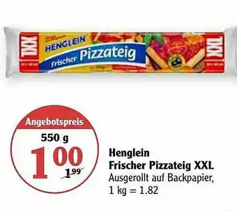 Globus Henglein Frischer Pizzateig Xxl Angebot