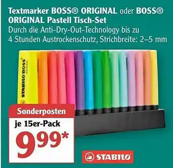 Globus Textmarker Boss Oiginal Oder Bosso Original Pastell Tisch Set Angebot