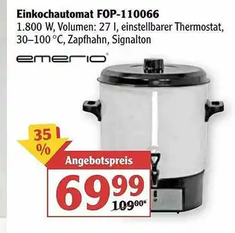 Globus Emerio Einkochautomat FOP-110066 Angebot