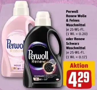 REWE Center Perwoll Renew Wolle & Feines Waschmittel 21 WL oder Renew Schwarz Waschmittel 25 WL Fl. Angebot