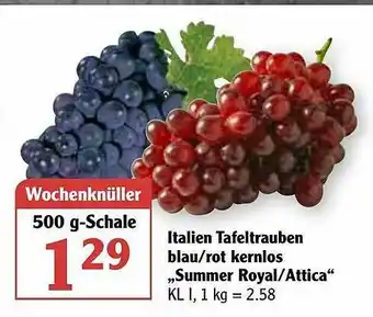 Globus Italien Tafeltrauben Blau- Rot Kernlos „summer Royal-attica” Angebot