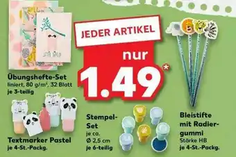 Kaufland übungshefte-set, Textmarker Pastel, Stempel-set Oder Bleistifte Mit Radiergummi Angebot