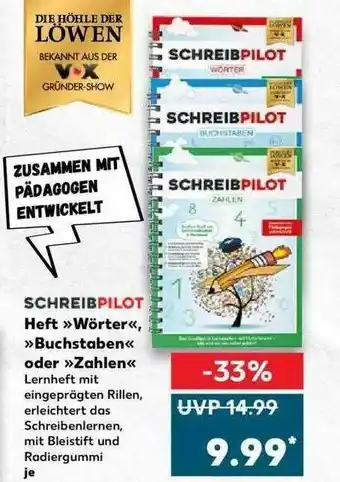 Kaufland Schreibpilot Heft „wörter”, „buchstaben” Oder „zahlen” Angebot