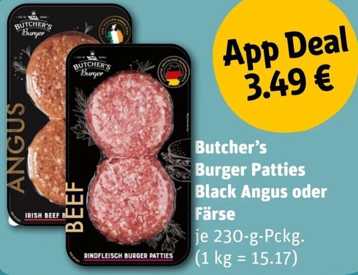 Butcher's Burger Patties Black Angus oder Färse 230 g Pckg. Angebot bei