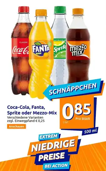 Action Coca Cola, Fanta, Mezzo-Mix o. Sprite 500ml Angebot