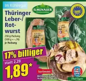 Norma Ilmenauer Thüringer Leber- Rotwurst Angebot