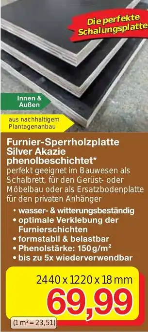 Jawoll Furnier Sperrholzplatte Silver Akazie - phenolbeschichtet Angebot