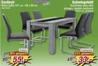 Poco Beton Esstisch, Schwingstuhl Angebot