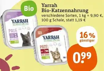 tegut Yarrah Bio Katzennahrung 100 g Schale Angebot