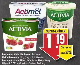 Edeka Danone Activia Himbeere, Actimel Heidelbeere Oder Danone Activia Pflanzlich Hafer Natur Angebot