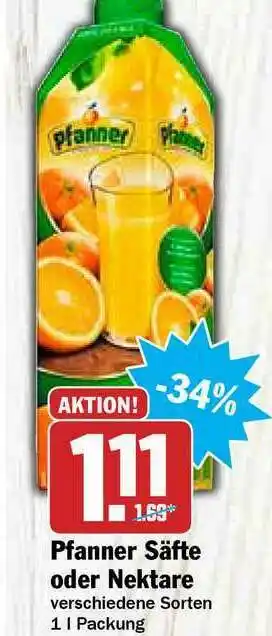 Hit Pfanner Säfte Oder Nektare Angebot