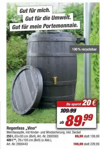 toom Baumarkt Regenfass „vino” Angebot