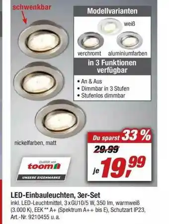 toom Baumarkt Led-einbauleuchten, 3er-set Angebot