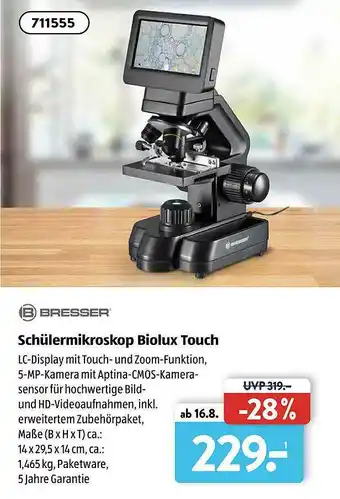 Aldi Süd Bresser Schülermikroskop Biolux Touch Angebot