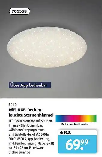 Aldi Süd Brillo Wifi-rgb-decken-leuchte Sternenhimmel Angebot