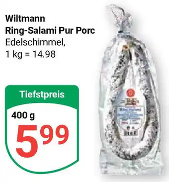 Globus Wiltmann Ring Salami Pur Porc 400 g Angebot