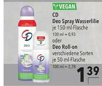 CITTI Markt Cd Deo Spray Wasserlilie Oder Deo Roll-on Angebot