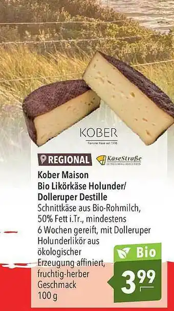 CITTI Markt Kober Maison Bio Likörkäse Holunder Dolleruper Destille Angebot