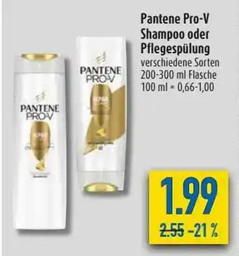 diska Pantene Pro-v Shampoo Oder Pflegespülung Angebot