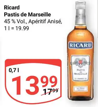 Globus Ricard Pastis de Marseille 0,7 L Angebot