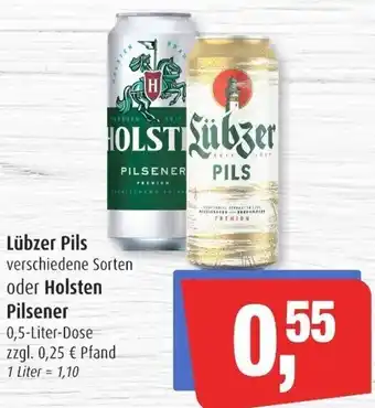 Markant Lübzer Pils oder Holsten Pilsener 0,5 Liter Dose Angebot