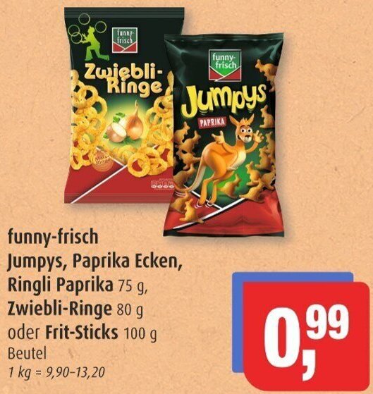 Funny Frisch Jumpys, Paprika Ecken, Ringli Paprika 75 g, Zwiebli Ringe
