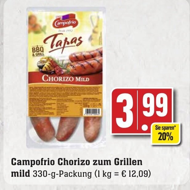Campofrio Chorizo Griller mild 330g Angebot bei Edeka Neukauf