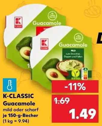 Kaufland K-CLASSIC Guacamole mild oder scharf 150-g-Becher Angebot