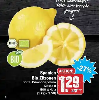 AEZ Spanien Bio Zitronen 500g Angebot