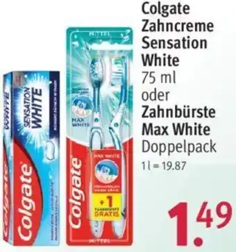 Rossmann Colgate Zahncreme Sensation White 75 ml oder Zahnbürste Max White Angebot