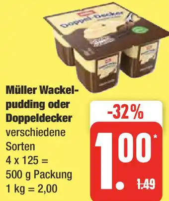 Edeka Müller Wackel-pudding oder Doppeldecker 500 g Packung Angebot