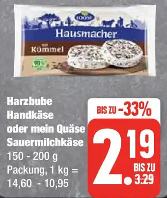 Edeka Harzbube Handkäse oder mein Quäse Sauermilchkäse 150 - 200 g Angebot