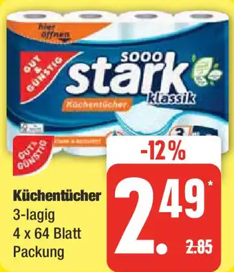 Edeka Gut & Günstig Küchentücher 3-lagig 4 x 64 Blatt Angebot