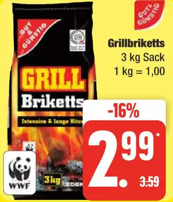 Edeka Gut & Günstig Grillbriketts 3 kg Sack Angebot