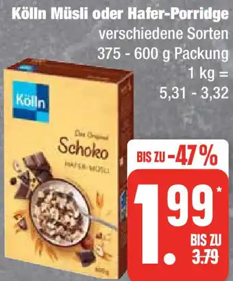 Edeka Kölln Müsli oder Hafer-Porridge 375-600 g Angebot