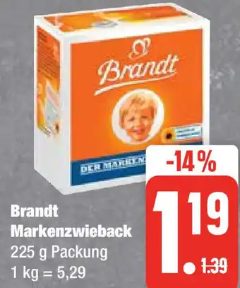 Edeka Brandt Markenzwieback 225 g Packung Angebot