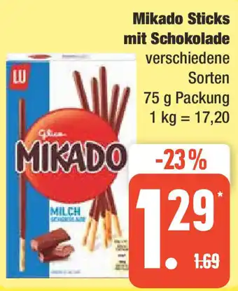 Edeka Mikado Sticks mit Schokolade 75 g Angebot