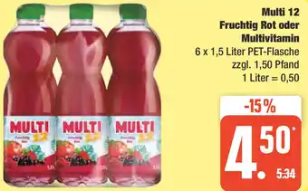 Edeka Multi 12 Fruchtig Rot oder Multivitamin 6 x 1,5 Liter Angebot