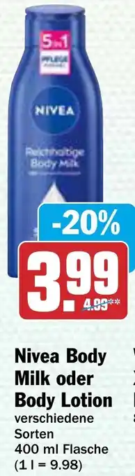 AEZ Nivea Body Milk oder Body Lotion 400 ml Flasche Angebot