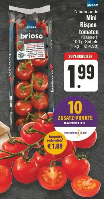 Edeka Wegner Edeka Mini Rispen-tomaten 400 g Schale Angebot